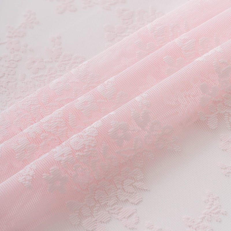TUDECO Pink Shower Curtain - Shabby Chic Lace Spring Shower Curtain with Attach Valance for Bathroom, Cute Sheer Vintage Coquette Floral Light Pink Girly Shower Curtain, Scalloped Edge, 72 x 72 Inch - Image 5