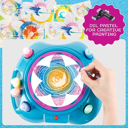 Wings Giant Spin Art Machine Variable Speed Battery Operated Spinner Paint Spinner with Splatter Guard Washable Paint Spin Art Kit Stem Toys Arts and Crafts - Image 5