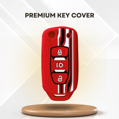KEYCEPT Tristar Key Cover for Tata Tiago | Nexon | Altroz | Punch | Tigor | Zest | Curvv | Hexa | EV and Facelift for 3 Button flip Key (Red) - Image 4