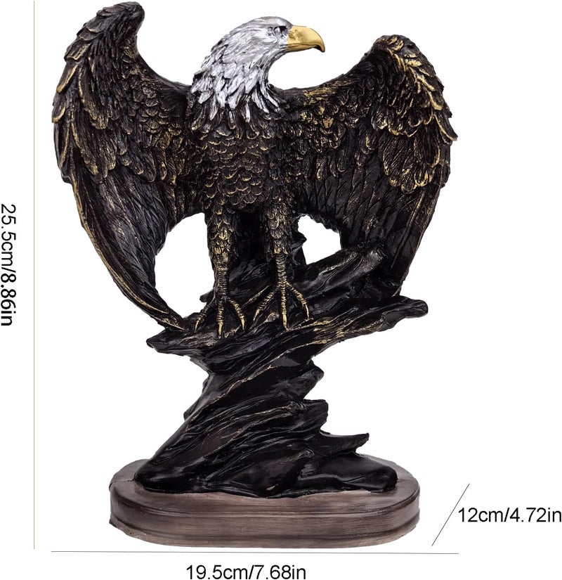 WANCHIY Realistic Golden Eagle Bird Sculpture Statue Decor, Premium Resin Figurine for Home, Office, Study - Elegant Animal Ornament - Image 2