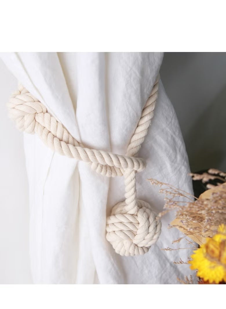 YUFAN Curtain Tiebacks 2 Pack, Curtain Ties, Curtain Holders for Wall Drapes, Curtain Holdbacks, Handwoven Cotton String Tie Ball for Curtains Pull Backs - Image 5