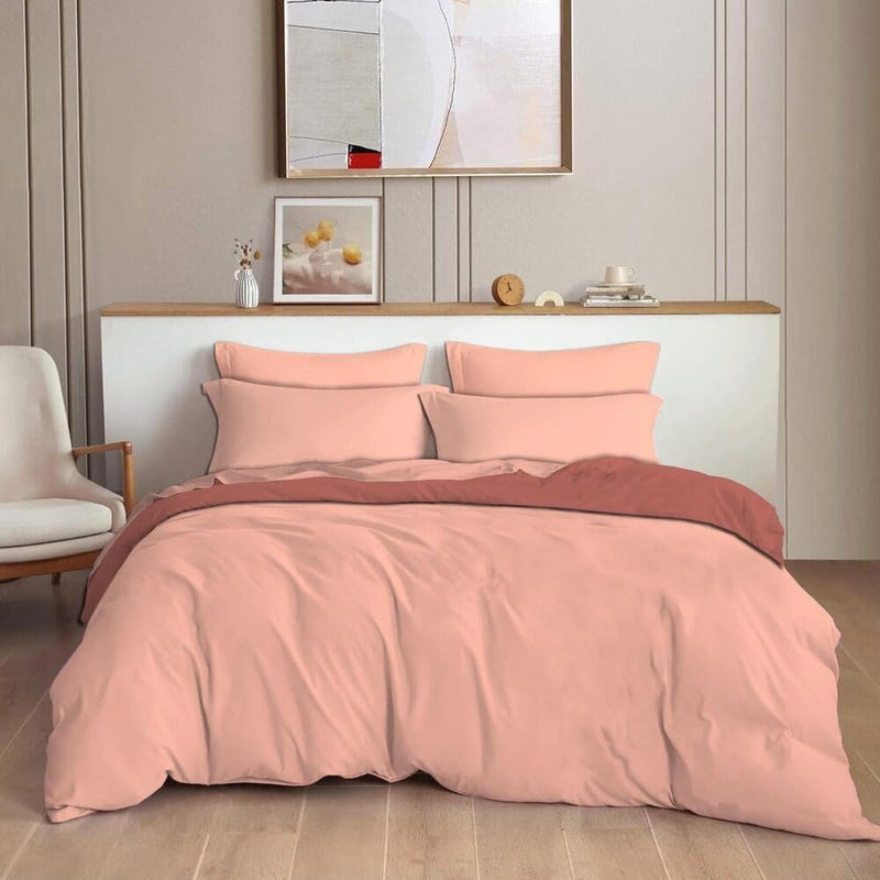 TIB Glace Cotton Plain Duvet Cover King Size | Blanket Cover Double Bed | Quilt Cover Double Bed with Zipper 140 GSM, 90x100, Peach - Image 5