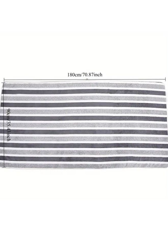 Coral Fleece Striped Luxury Bath Towels Set Super Soft And Absorbent Coffee Color - Image 5