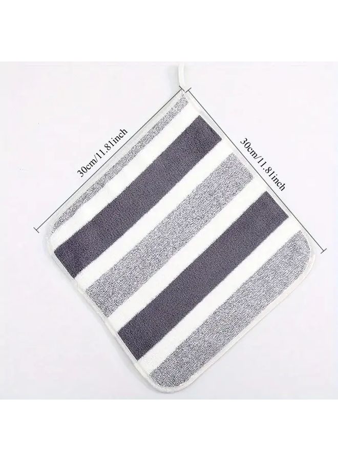 Coral Fleece Striped Luxury Bath Towels Set Super Soft And Absorbent Coffee Color - Image 1