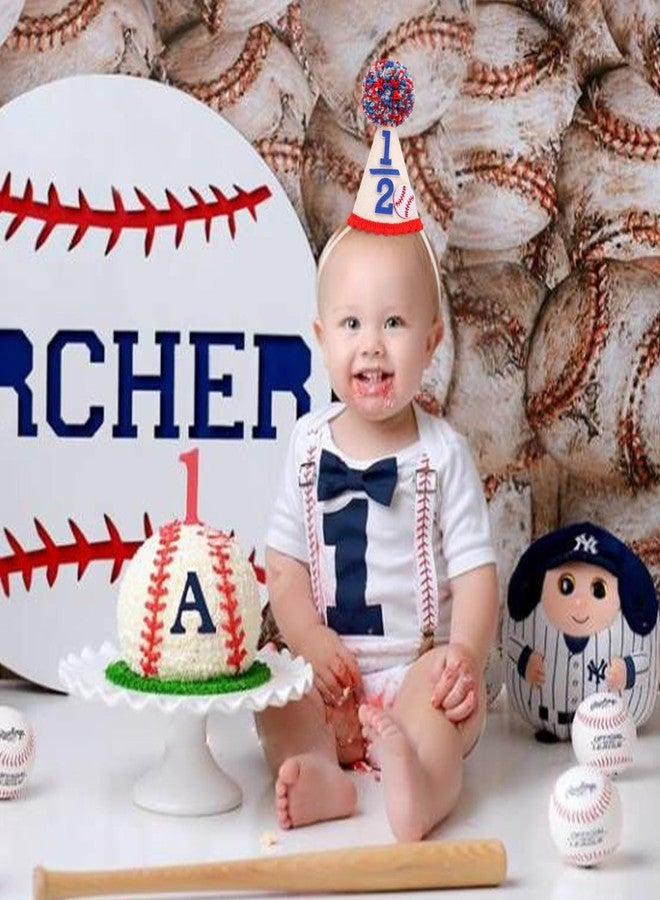 بيديد قبعة بيسبول مطرزة بالخرز لعيد الميلاد - زينة عيد ميلاد نصف شهر/6 أشهر، قبعة في منتصف الطريق إلى أول شهر، لافتة حفل عيد ميلاد الطفل الصغير ذي الستة أشهر، (نصف) - Image 3