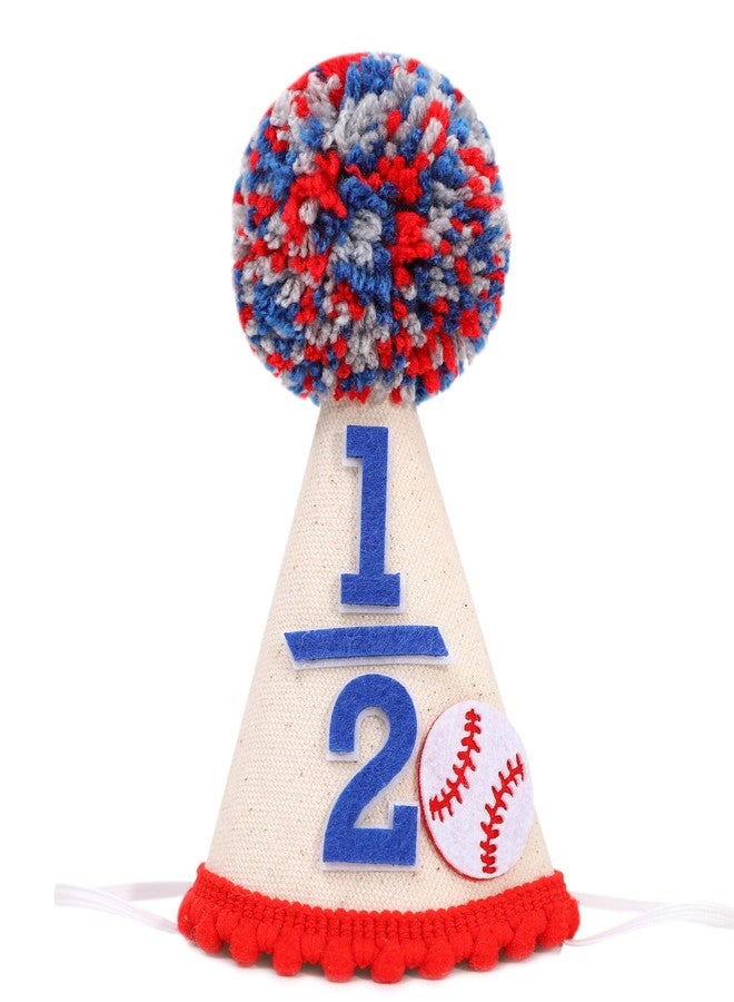 بيديد قبعة بيسبول مطرزة بالخرز لعيد الميلاد - زينة عيد ميلاد نصف شهر/6 أشهر، قبعة في منتصف الطريق إلى أول شهر، لافتة حفل عيد ميلاد الطفل الصغير ذي الستة أشهر، (نصف) - Image 1