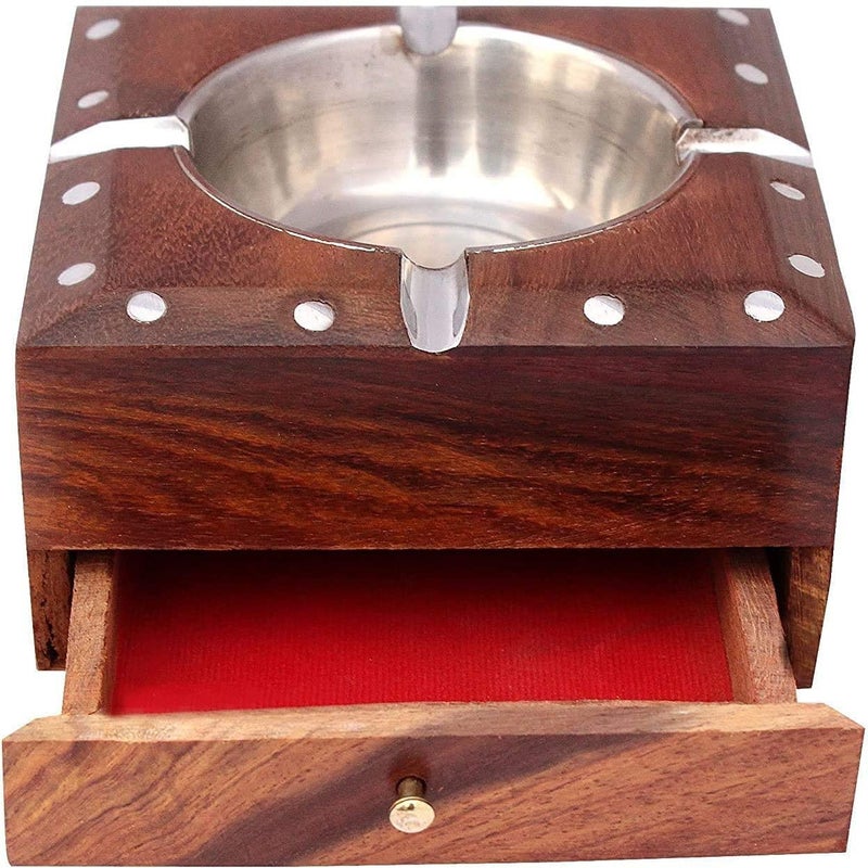 STUFFCOLLECTION Wooden Cigarette Ash Tray (Pack of 1) (RK0048) - Image 1