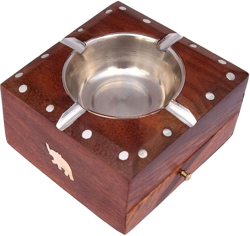 STUFFCOLLECTION Wooden Cigarette Ash Tray (Pack of 1) (RK0048) - Image 3