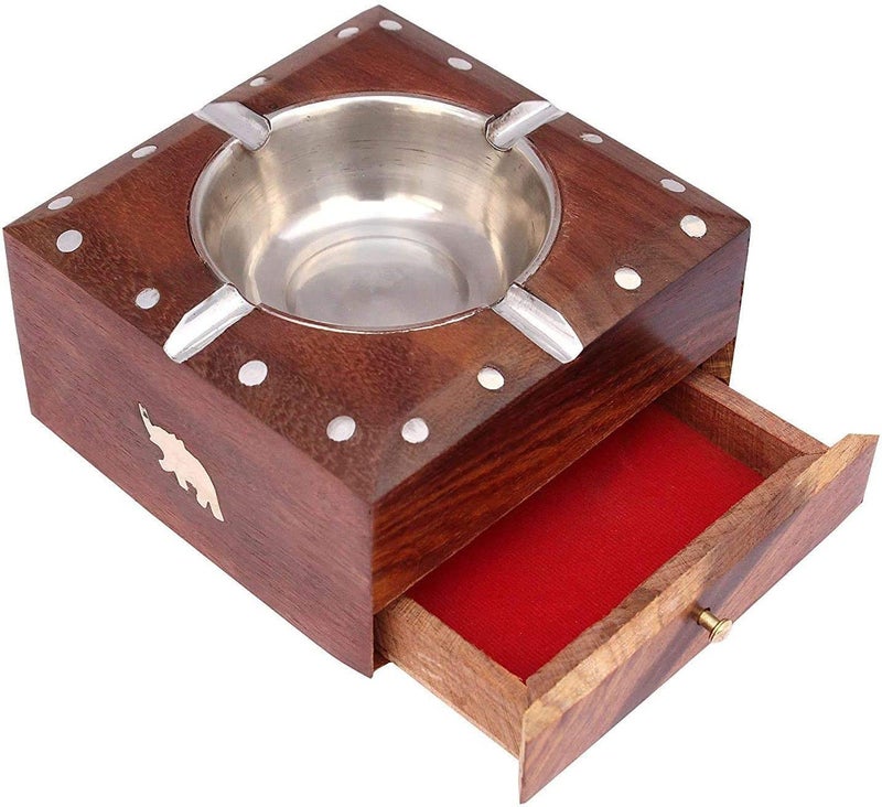 STUFFCOLLECTION Wooden Cigarette Ash Tray (Pack of 1) (RK0048) - Image 2