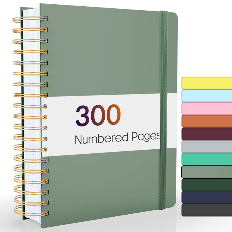 Forvencer Lined Spiral Journal Notebook with 300 Numbered Pages, B5 College Ruled Thick Journals for Writing with 100GSM Paper, Hardcover Notebooks with Contents for Work, School,olive green - Image 1