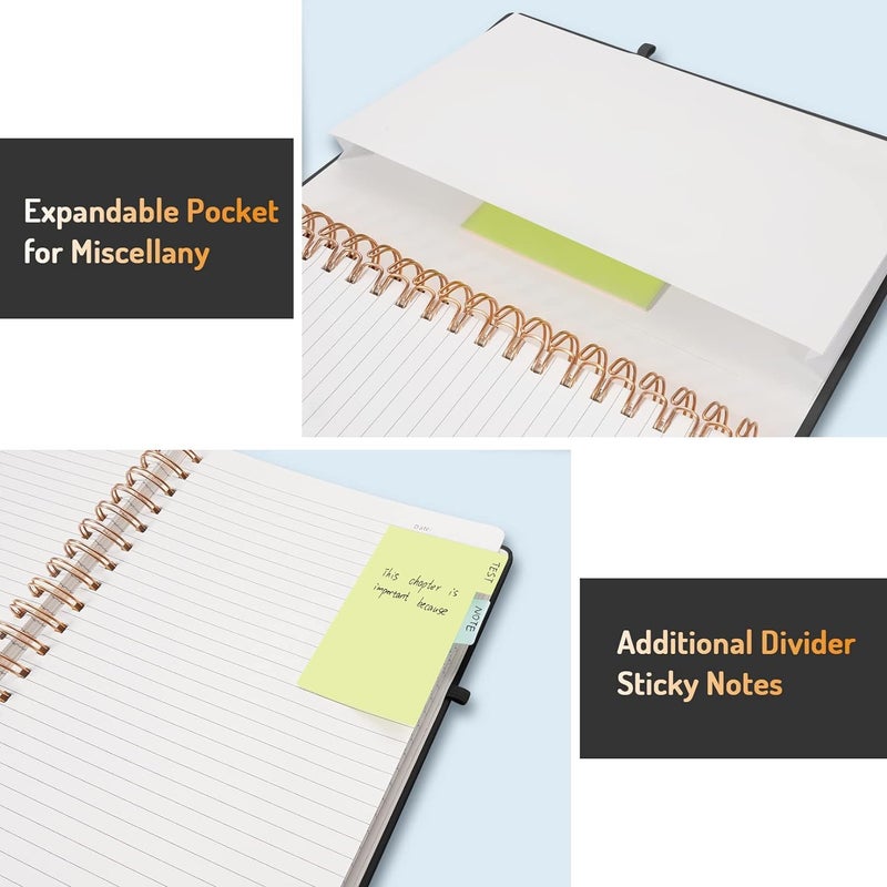 Forvencer Lined Spiral Journal Notebook with 300 Numbered Pages, B5 College Ruled Thick Journals for Writing with 100GSM Paper, Hardcover Notebooks with Contents for Work, School,olive green - Image 5