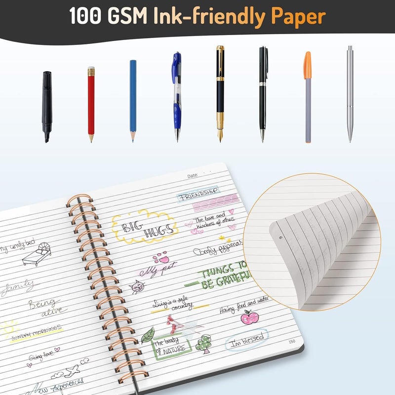 Forvencer Lined Spiral Journal Notebook with 300 Numbered Pages, B5 College Ruled Thick Journals for Writing with 100GSM Paper, Hardcover Notebooks with Contents for Work, School,olive green - Image 4