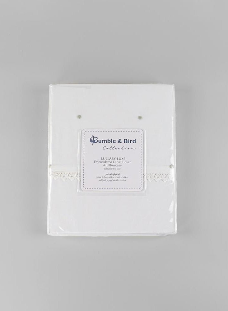 Bumble & Bird Bumble & Bird - Embroidered Duvet Cover & Pillowcase For Cot - Grey - Image 1