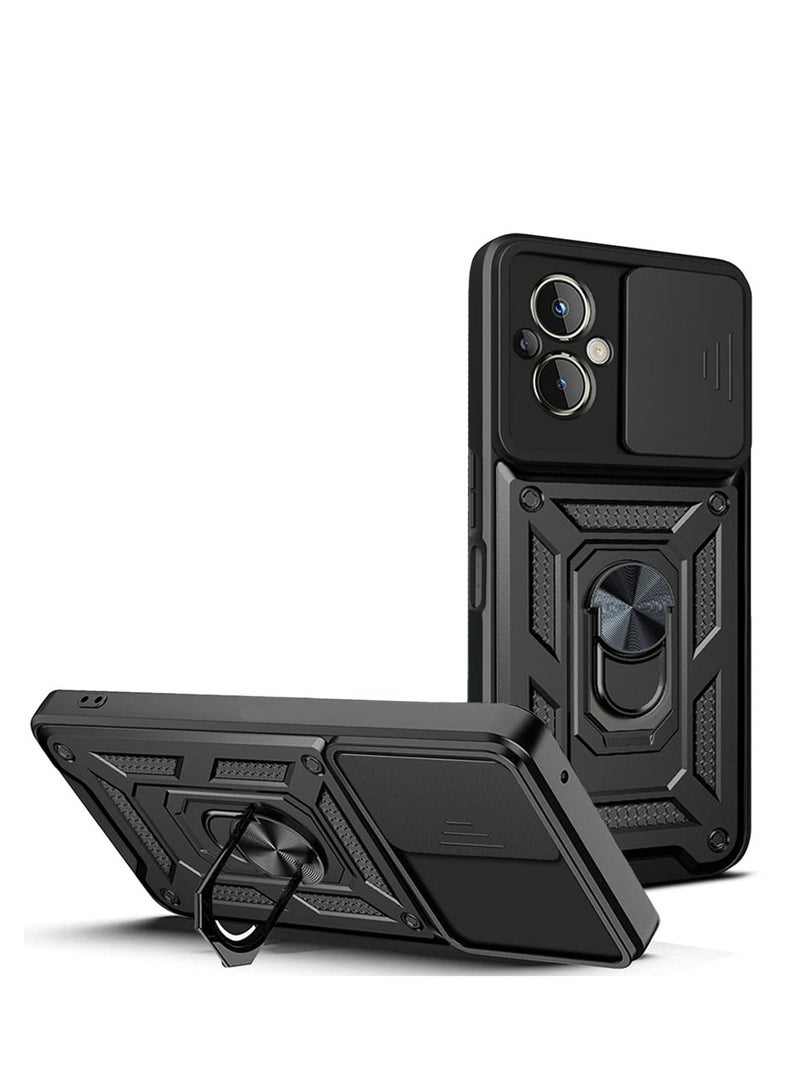 Case Cover For realme C67 4G , Slide Camera Lens Cover + 360°Rotating Kickstand Ring + Support Magnetic Car Mount Shockproof Mobile Phone Case - Image 1
