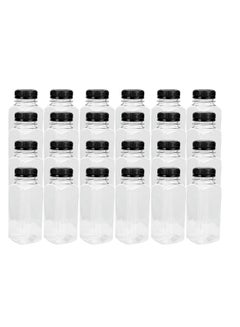 Lavish 200 ml Empty Containers Transparent Plastic, 24 Pcs Square Bottles with Secure Black Lids  - Image 1
