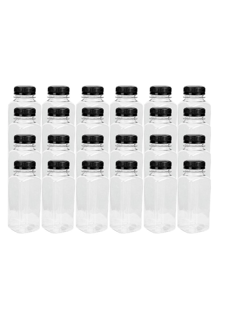 Lavish - 200 ml Empty Containers Transparent Plastic, 24 Pcs Square Bottles with Secure Black Lids - Image 1