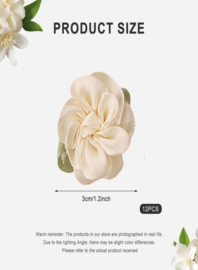 ASTRQLE 12 Pcs Beige Mini Rose Hair Clip Jasmine Flower Hair Clip Hair Barrettes Headpiece Vintage Hair Pins for Party Wedding Daily - Image 2