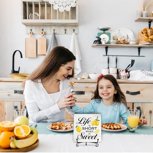 Kqfdr Lemon Kitchen Decor - Lemon Decorations for Kitchen - Rustic Farmhouse Wooden Sign with Stand for Home Office Table Shelf -A01 - Image 3