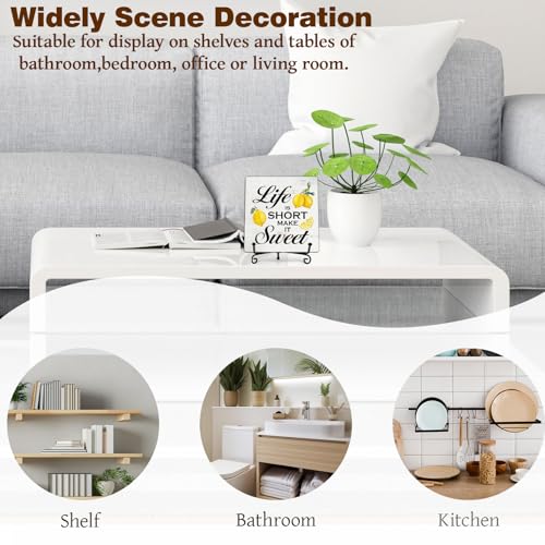 Kqfdr Lemon Kitchen Decor - Lemon Decorations for Kitchen - Rustic Farmhouse Wooden Sign with Stand for Home Office Table Shelf -A01 - Image 5