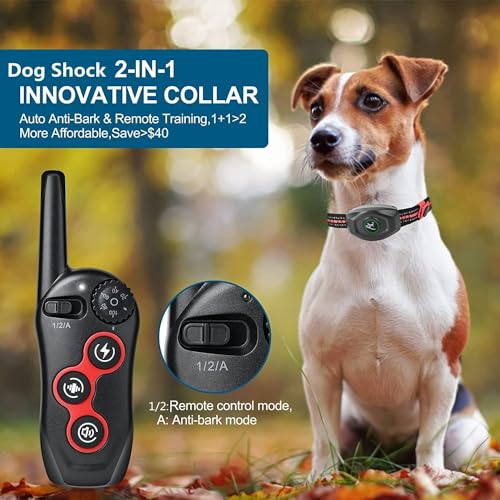 DOBE Dog Training Collar - 2 in 1 Rechargeable Remote Dog Shock Anti-Bark Collar w/3 Training Modes, Beep, Vibration, Shock 100% Waterproof, Up 1300Ft Range for Small Medium Large Dogs (Black) - Image 3