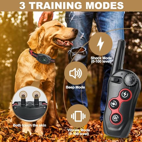 DOBE Dog Training Collar - 2 in 1 Rechargeable Remote Dog Shock Anti-Bark Collar w/3 Training Modes, Beep, Vibration, Shock 100% Waterproof, Up 1300Ft Range for Small Medium Large Dogs (Black) - Image 2