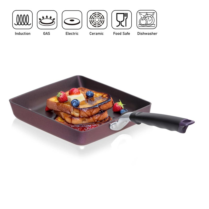 TECHEF - Tamagoyaki Japanese Omelette Pan/Egg Pan, Made in Korea (Purple) (Large) - Image 3
