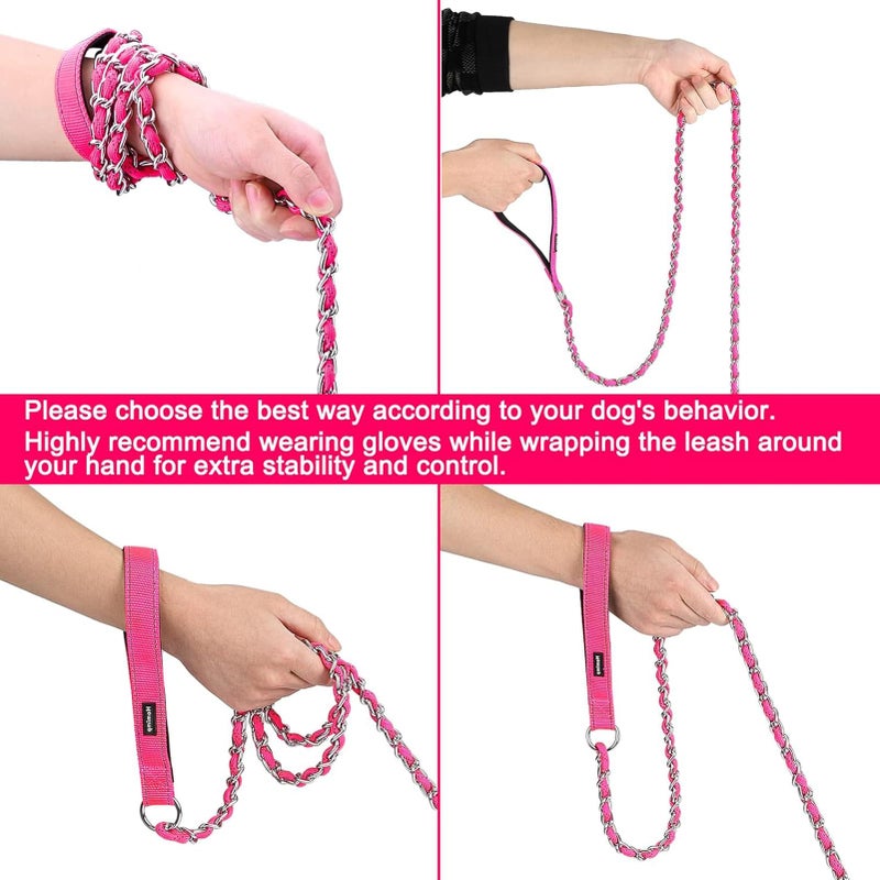 HOMIMP Chew Proof Dog Leash for Medium Large Dogs, Reflective 6 FT Heavy Duty Metal Chain Dog Leashes with Soft Padded Handle, Anti Bite Durable Rope Leashes for Pitbull, Non Chewable - Image 5