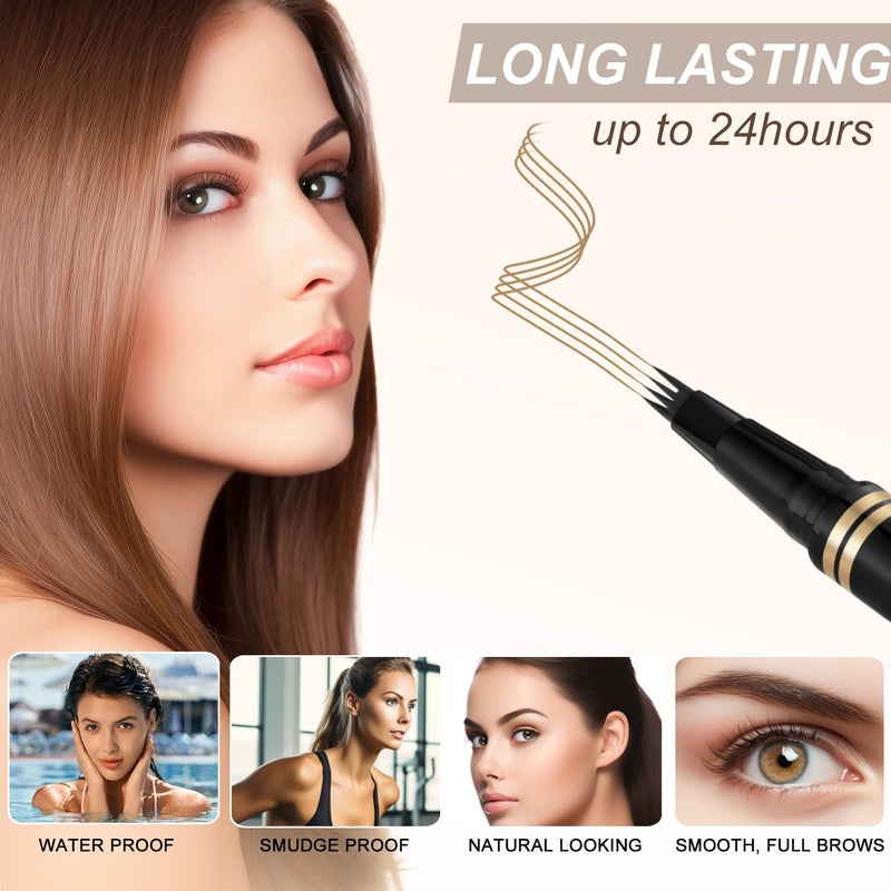 LAVONE Eyebrow Pen,2-in-1 Waterproof Eyebrow Pencil with 4 Tip Microblading Brow Pen and Ultra-Precise Brow Pencil,with Dual-ended Eyebrow Brush,Eyebrow Makeup for Natural Looking - Dark Blonde - Image 3