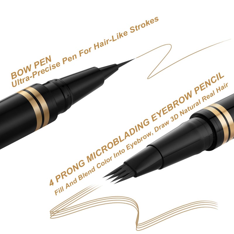 LAVONE Eyebrow Pen,2-in-1 Waterproof Eyebrow Pencil with 4 Tip Microblading Brow Pen and Ultra-Precise Brow Pencil,with Dual-ended Eyebrow Brush,Eyebrow Makeup for Natural Looking - Dark Blonde - Image 2