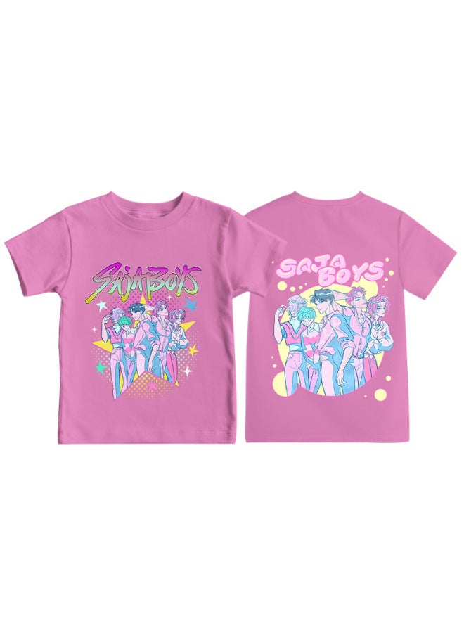 Best-seller Kpop Anime Cartoon Print Round Neck Short-sleeve T-shirt Casual Loose Children's Top