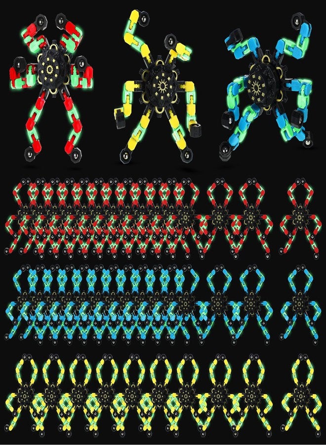 Jerify 40 Pack Funny Sensory Fidget Toy Transformable Chain Robot Finger Toy DIY Deformation Robot Mechanical Spinners Stress Relief Autistic Gifts for Adult Teen Prize Stuffer Party Favor (Luminous) - Image 1