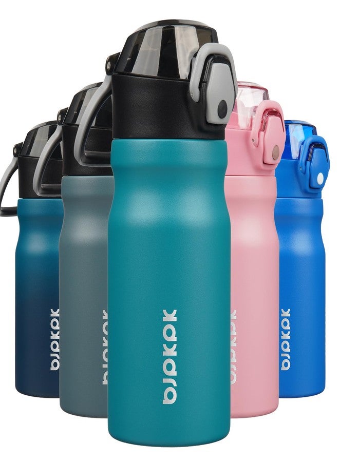 BJPKPK Stainless Steel Insulated Water Bottle With Straw Lid 14oz Reusable Metal Thermo Bottles Keep Cold And Hot,Laguna - Image 1