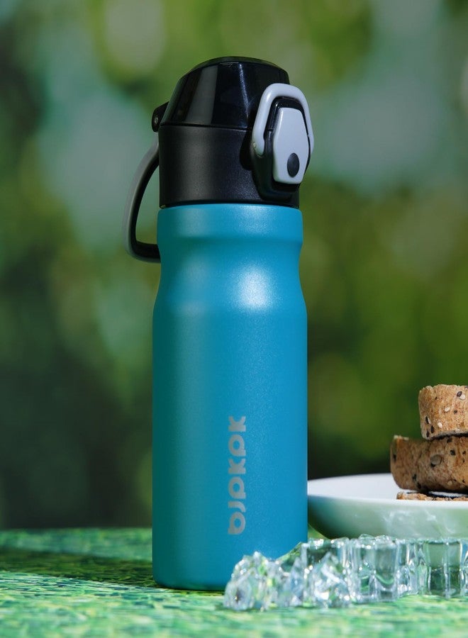 BJPKPK Stainless Steel Insulated Water Bottle With Straw Lid 14oz Reusable Metal Thermo Bottles Keep Cold And Hot,Laguna - Image 5