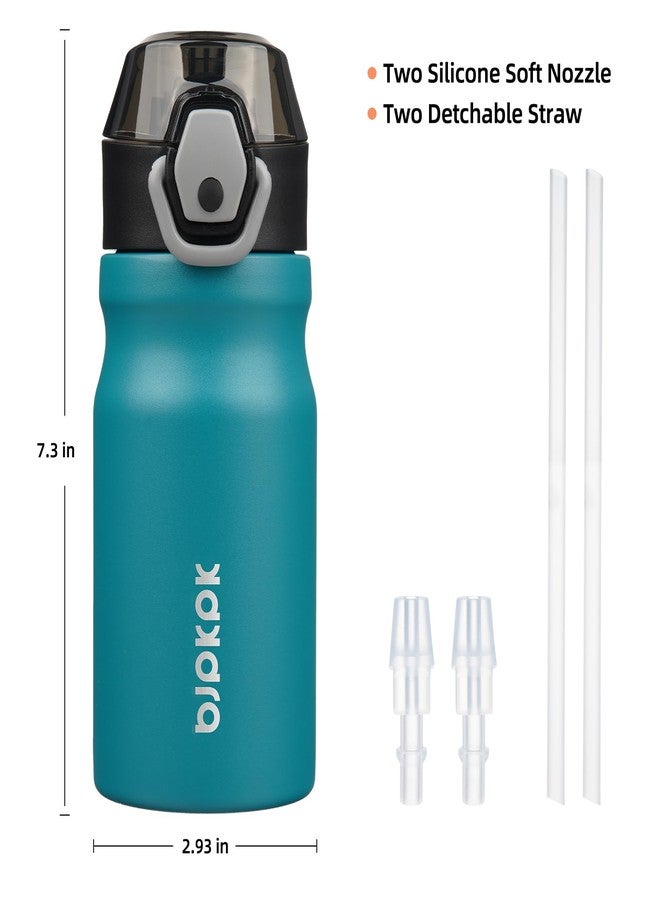 BJPKPK Stainless Steel Insulated Water Bottle With Straw Lid 14oz Reusable Metal Thermo Bottles Keep Cold And Hot,Laguna - Image 4