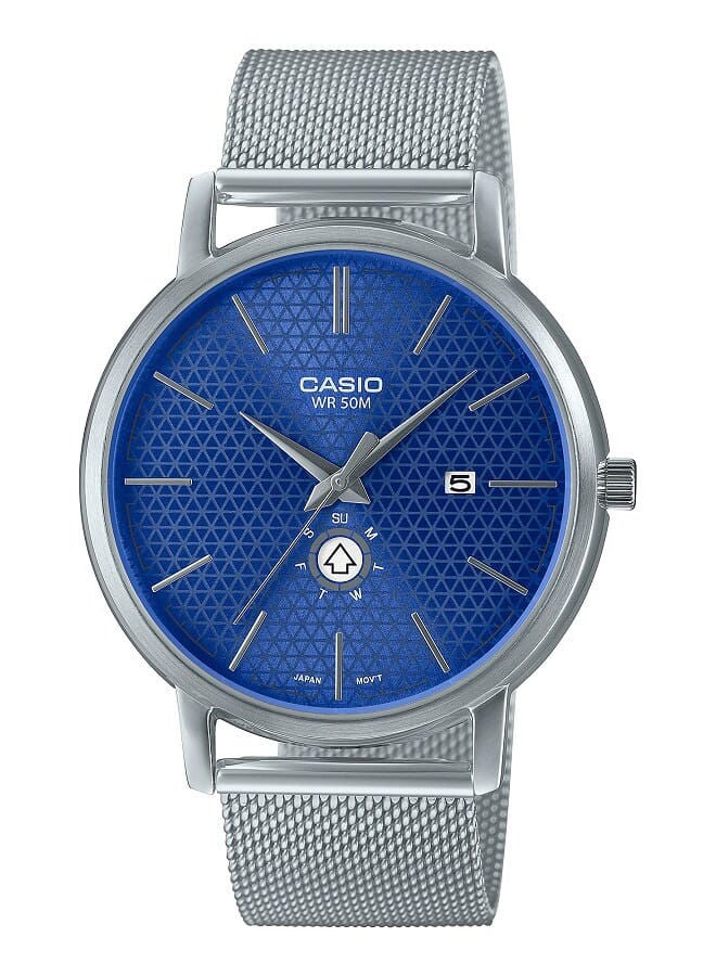 CASIO Men Watch Analog Blue Dial Stainless Steel Mesh Band MTP-B125M-2AVDF - Image 1