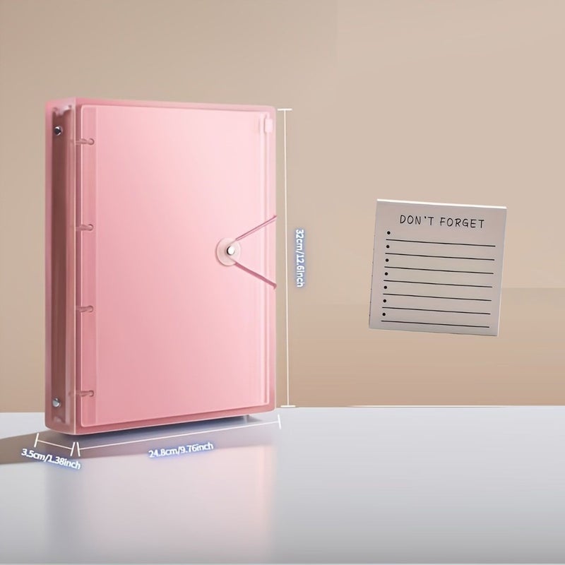 A4 Size Heavy Duty Colored PP Loose Leaf Folder 200 Sheets Self Adhesive Notes 1 Marker Transparent Black Highlighter Large Capacity Set For School Home Office Work Travel Portable Design - Image 4
