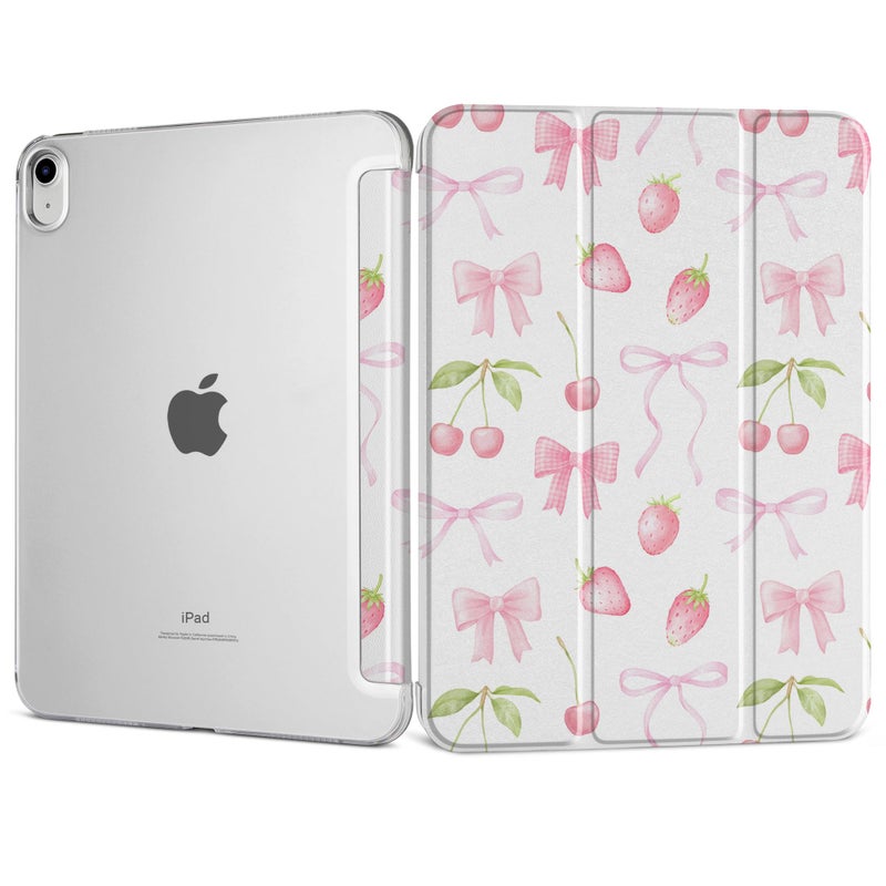 DONGKE حافظة DONGKE لجهاز iPad الجيل 11 بحجم 11 بوصة 2025 (شريحة A16) و iPad الجيل 10 بحجم 10.9 بوصة 2022، قاعدة قابلة للطي رقيقة من مادة PC الصلبة مع غلاف خلفي شفاف - [استيقاظ/نوم تلقائي] - الكرز - Image 1