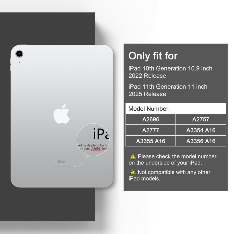 DONGKE حافظة DONGKE لجهاز iPad الجيل 11 بحجم 11 بوصة 2025 (شريحة A16) و iPad الجيل 10 بحجم 10.9 بوصة 2022، قاعدة قابلة للطي رقيقة من مادة PC الصلبة مع غلاف خلفي شفاف - [استيقاظ/نوم تلقائي] - الكرز - Image 2