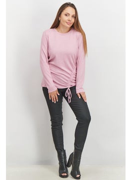 INC Women Round Neck Long Sleeve Metallic Top, Mauve  - Image 4