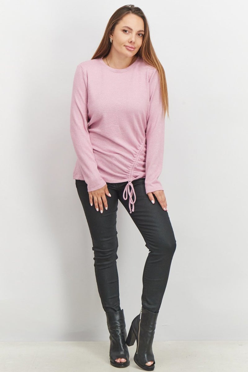 INC Women Round Neck Long Sleeve Metallic Top, Mauve - Image 4