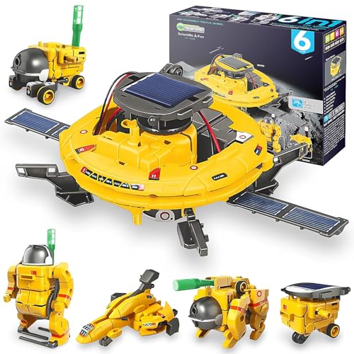 Playsheek STEM Projects for Kids Ages 812 Solar Robot Kit 6in1 Space Toys for 10YearOld Boy Girl Gift Toys Science Kits Christmas Birthday Gifts for 8 9 10 11 12 Year Old Yellow - Image 1