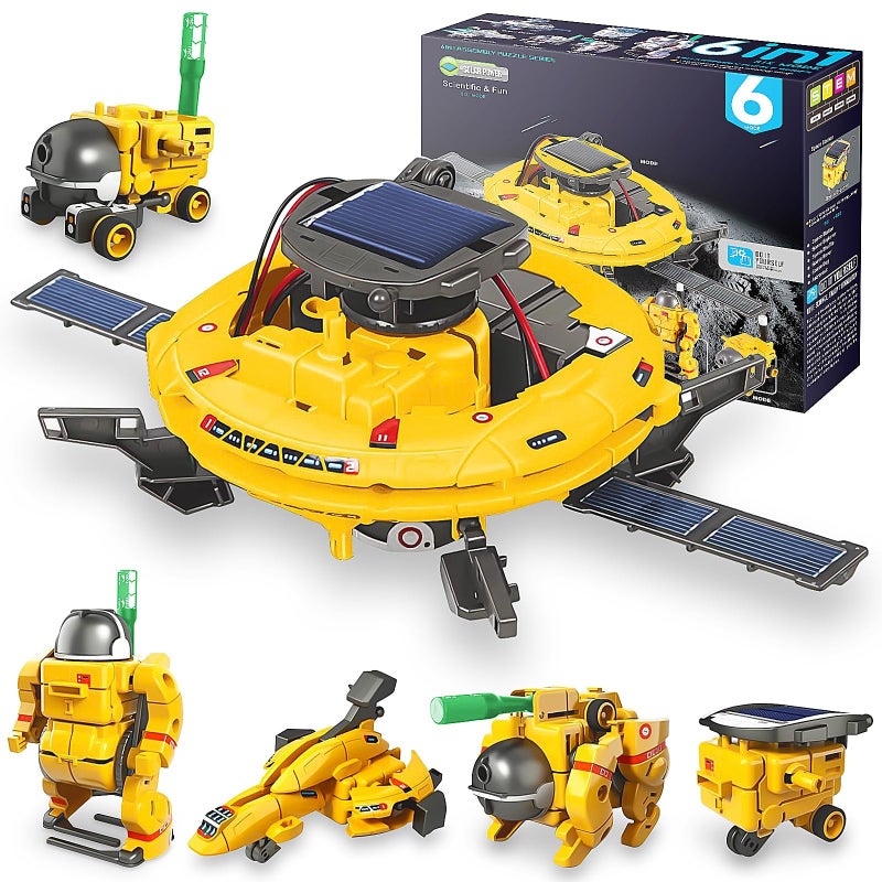 Playsheek STEM Projects for Kids Ages 812 Solar Robot Kit 6in1 Space Toys for 10YearOld Boy Girl Gift Toys Science Kits Christmas Birthday Gifts for 8 9 10 11 12 Year Old Yellow - Image 4