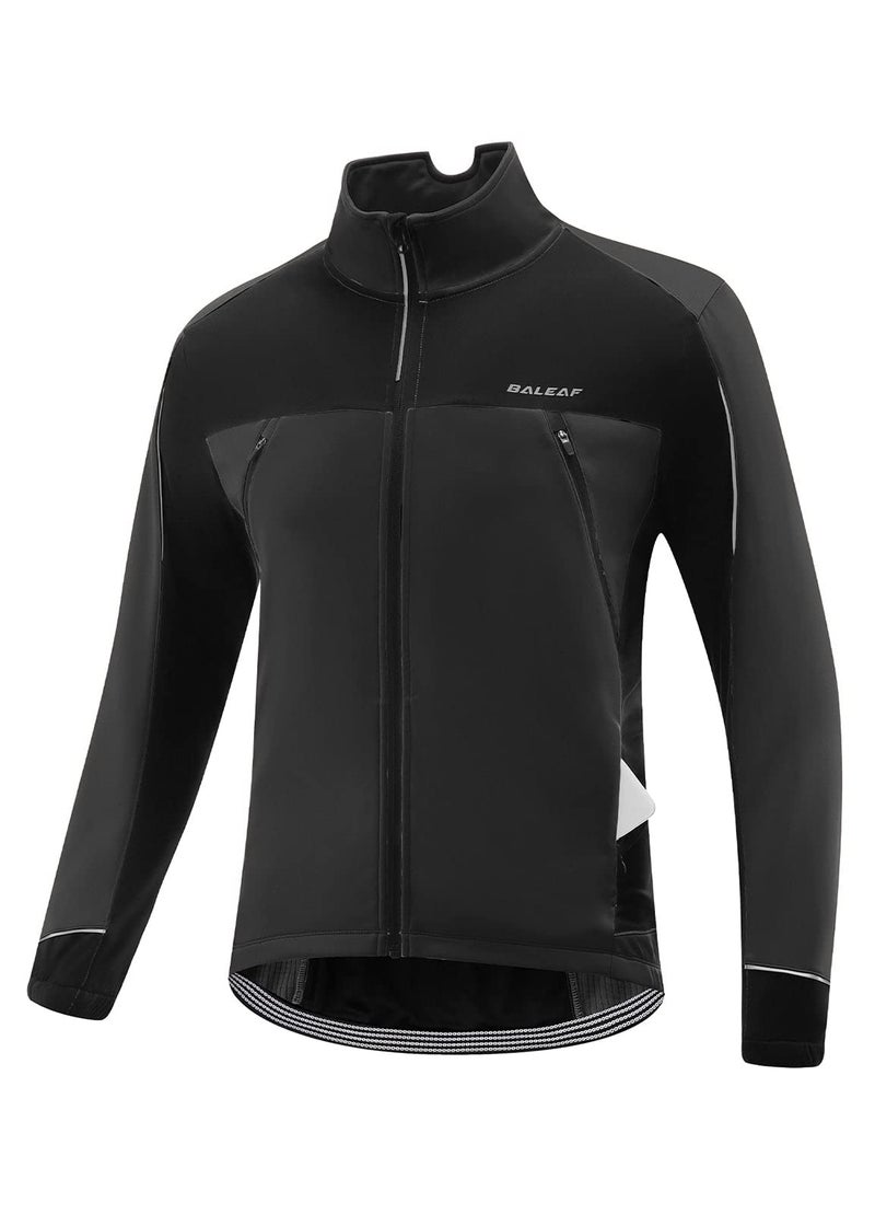 baleaf Mens Winter Jacket Windproof Softshell Thermal Warm Pockets Cycling Running Mountain Biking Cold Weather Gear black M