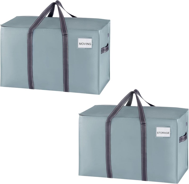 VENO 2 Pack Moving Bags, Moving Supplies, College Packing Storage Boxes with Lids Alternative, Heavy Duty Totes, Extra Large, Sturdy Handles, Zipper, for Packaging (Light Blue Matte, 2 Pack) - Image 1