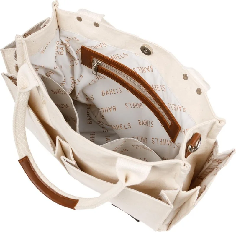 باهلس Women's Multi-Pocket Strap Canvas Tote Bag
