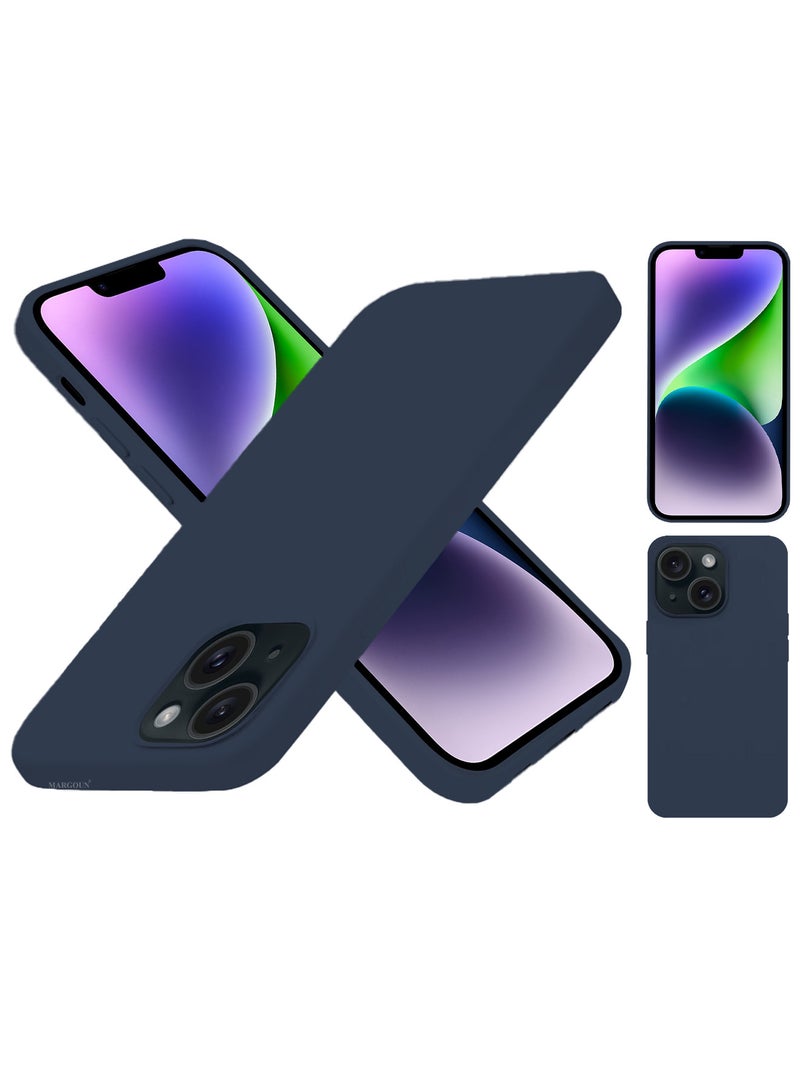 CATANES Silicone Case Cover for Apple iPhone 14 Plus, Slim Protective Cover with Microfiber Lining, Drop Protection - Dark Blue - Image 5