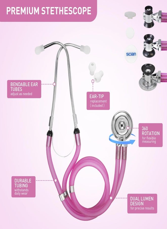 Scian 13 Pcs Stethoscope Case Kits, Portable First Aid Kit Bag with Medical Scissor, Nurse Accessories for Work (Pink) - Image 5
