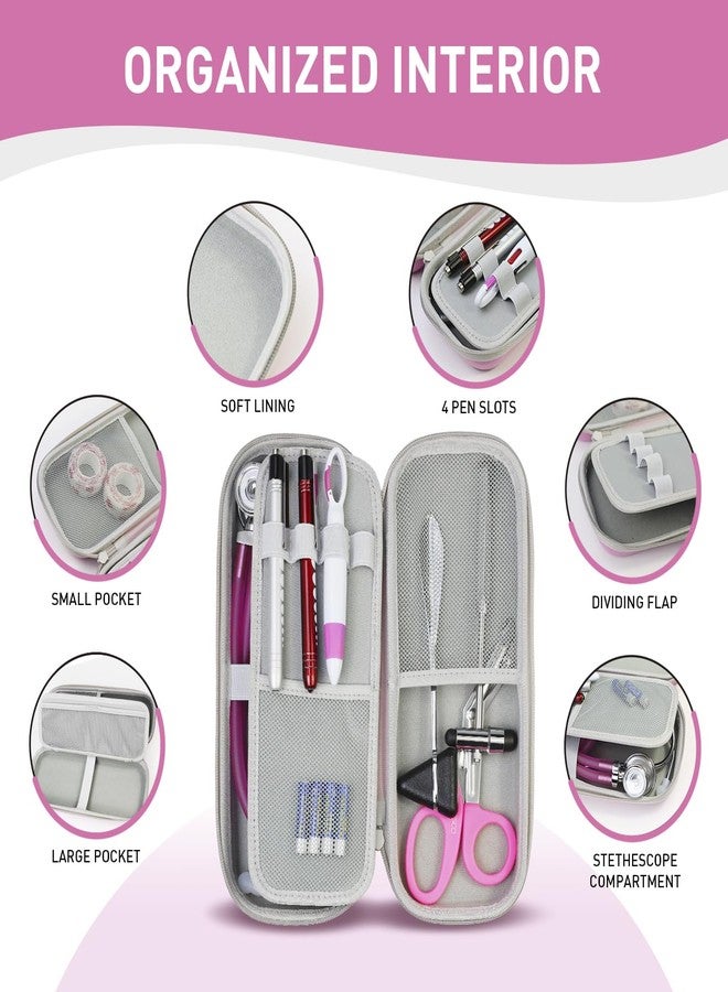 Scian 13 Pcs Stethoscope Case Kits, Portable First Aid Kit Bag with Medical Scissor, Nurse Accessories for Work (Pink) - Image 2