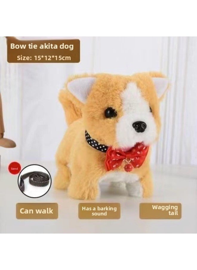 Simulation Plush Electric Puppy Will Walk Will Call Tail Wagging Baby Boys And Girls Children Holiday Gifts Manufacturers-Color:[small Shiba Inu]-Specifications:[bell Traction Rope] + Rechargeable Battery + Charger  - Image 1