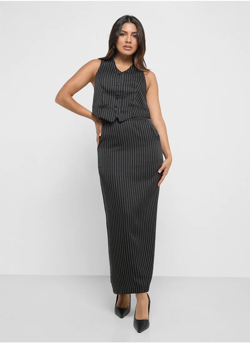 ELLA Pinstriped Vest & Skirt Set